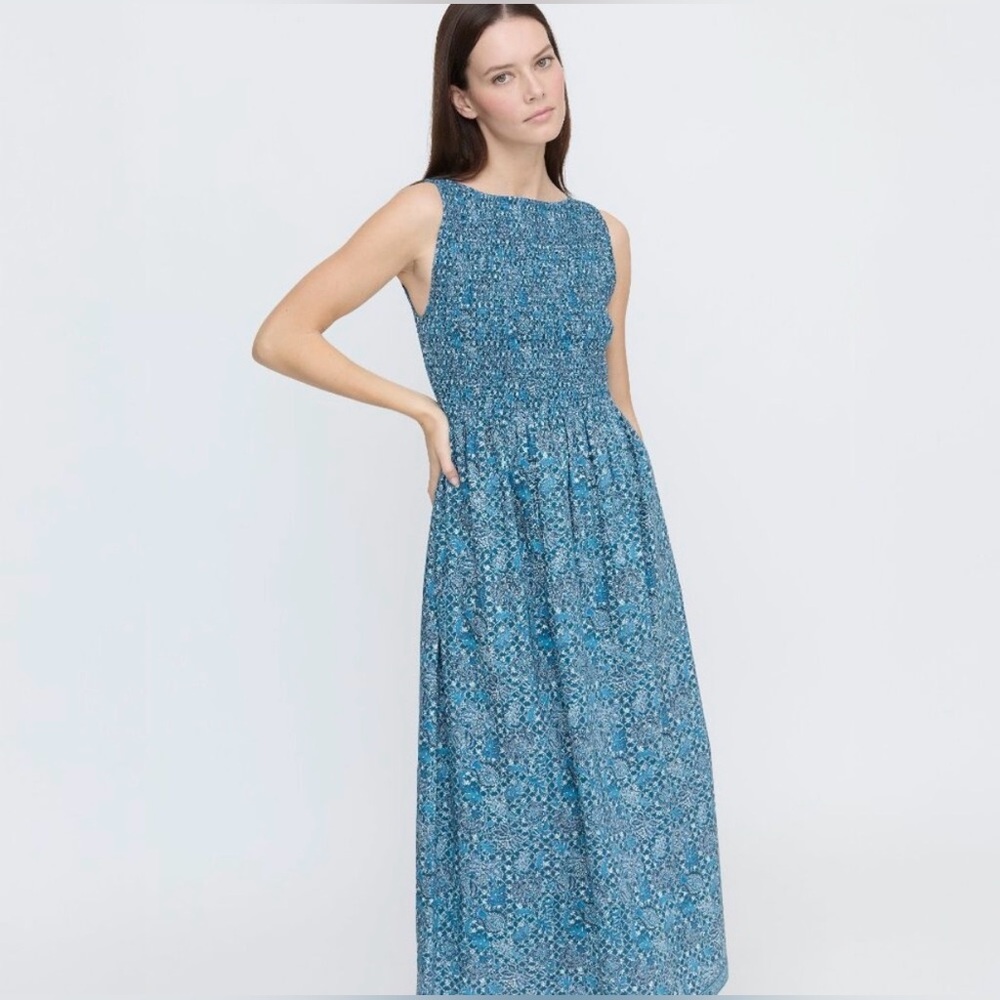 NWT Hill House Home The Cosima Nap Dress - Navy Calico Trellis Size XS - Picture 4 of 5